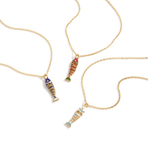 Colliers Pendentifs Pour Femmes En Acier Inoxydable, Couleur Or, Motif Poisson Émaillé, Motif Vacances h5 Image5