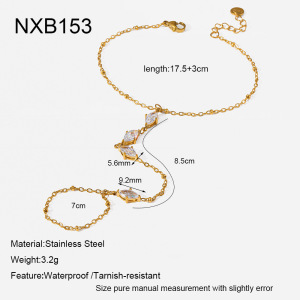 Chaîne De Poignet Pour Femme Simple Series Daily Chain En Acier Inoxydable Étanche Couleur Or Et Zircon. h5 