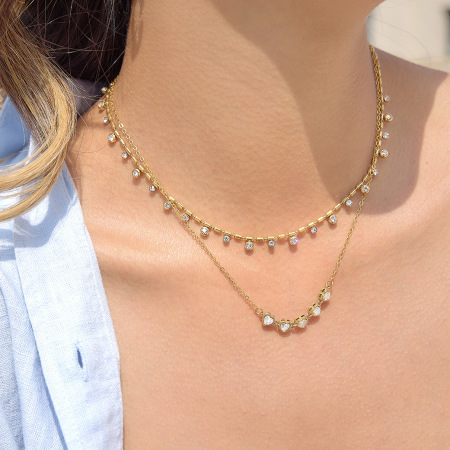 Colliers pendentifs pour femmes, simples et ronds, en acier inoxydable, étanches, couleur or, ornés de strass