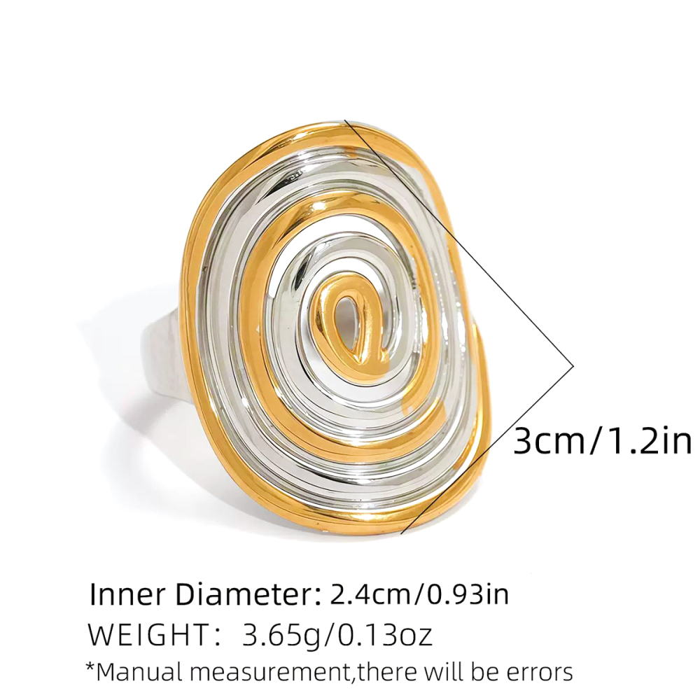 Bagues Imposantes En Acier Inoxydable Doré Et Argenté, De Forme Irrégulière, Étanches, Couleur Or Et Argent. 