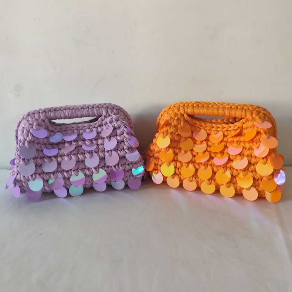 Pochettes Pour Femmes En Fil Uni À Sequins Tissés Style Vacances h5Image4