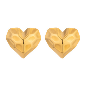 Boucles D'Oreilles Puces Pour Femmes, Motif Cœur Simple Et Quotidien, En Acier Inoxydable Étanche Couleur Or. h5 Image5