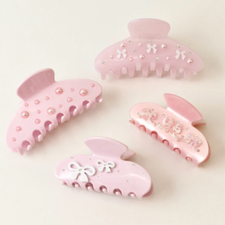 Pinces à cheveux pour femmes en acétate avec nœud papillon doux, collection romantique