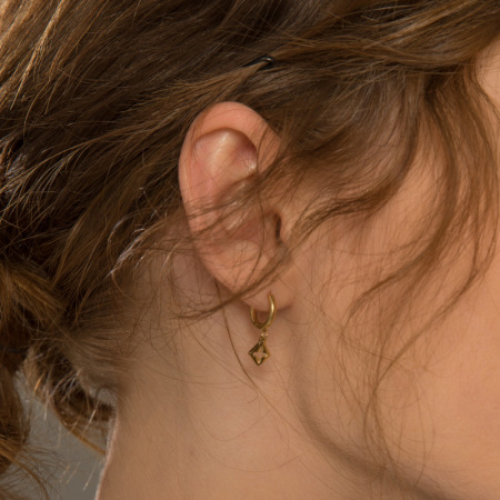 Boucles d'oreilles pendantes pour femme, en acier inoxydable, couleur or, avec croix simple. 2