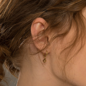 Boucles D'Oreilles Pendantes Pour Femme, En Acier Inoxydable, Couleur Or, Avec Croix Simple. h5 Image2