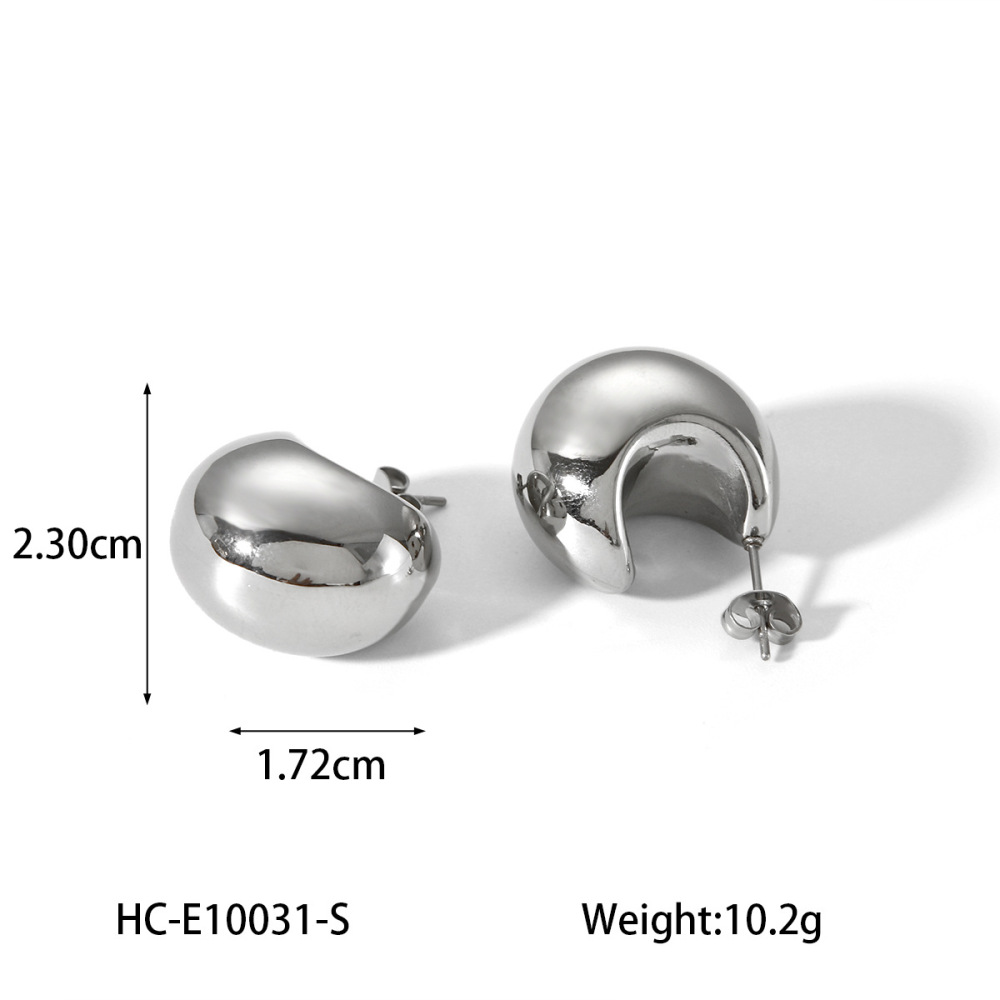 Boucles D'Oreilles Puces Pour Femmes Simple Series Daily Droplet En Acier Inoxydable, Étanches, Couleur Or, Zircon Et Perle. Image2