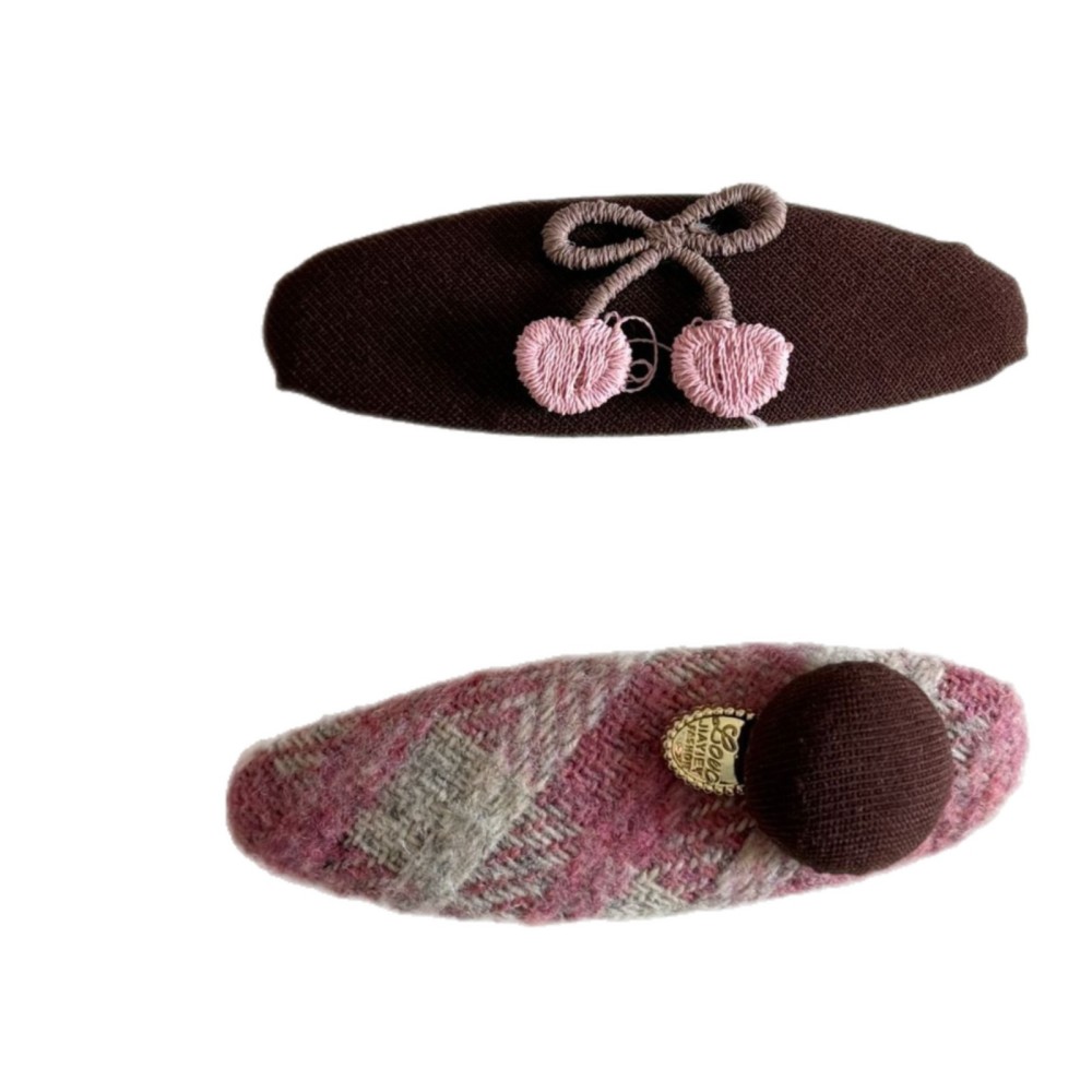 Pinces À Cheveux Pour Femmes En Tissu À Carreaux Doux De La Collection Simple h5Image5