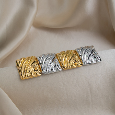 Boucles d'oreilles puces rectangulaires Simple Series Daily en acier inoxydable étanche couleur or pour femmes 2