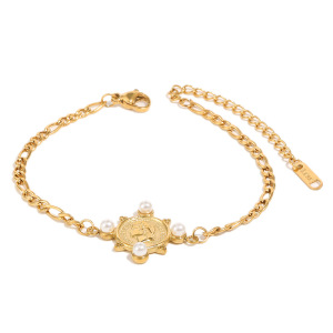 Bracelets À Breloques Rétro En Acier Inoxydable Étanche Couleur Or Pour Femmes h5
