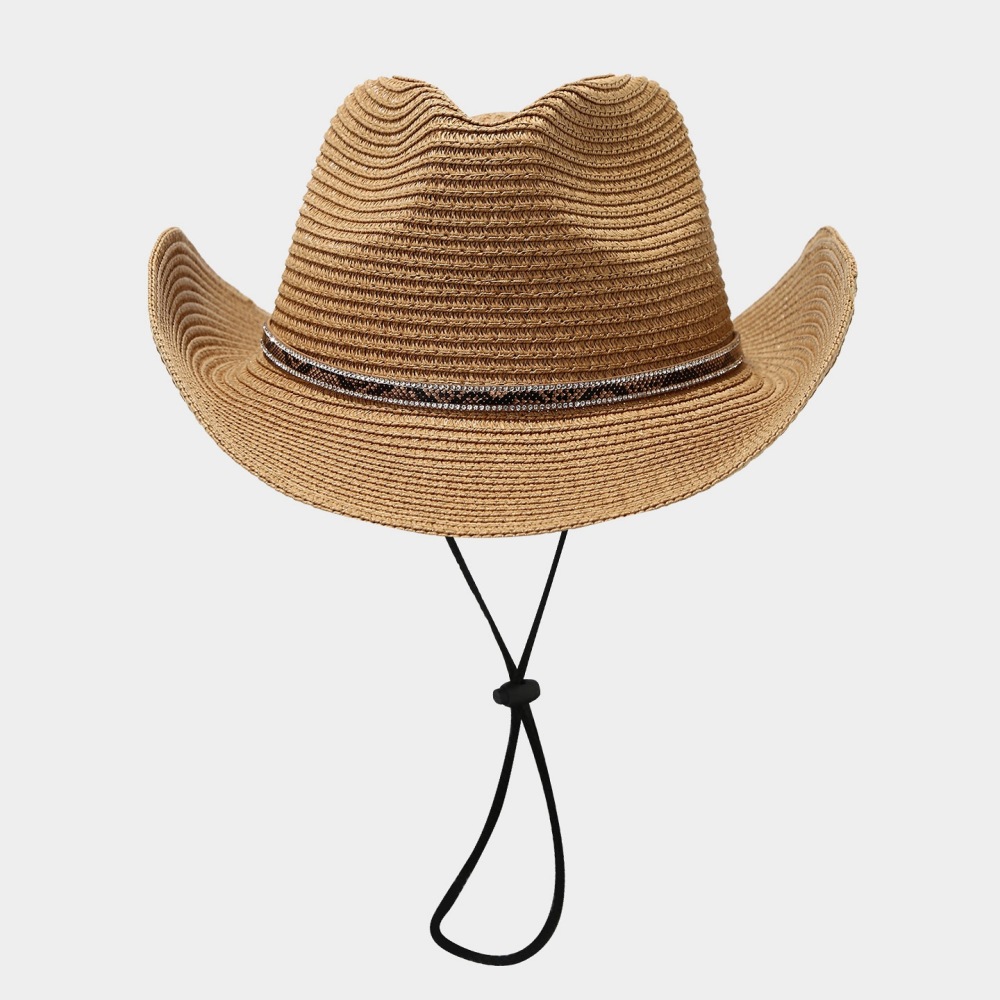 Chapeaux De Paille Pour Femmes À Motif Serpentin Et Cristaux, Parfaits Pour Les Vacances Image2