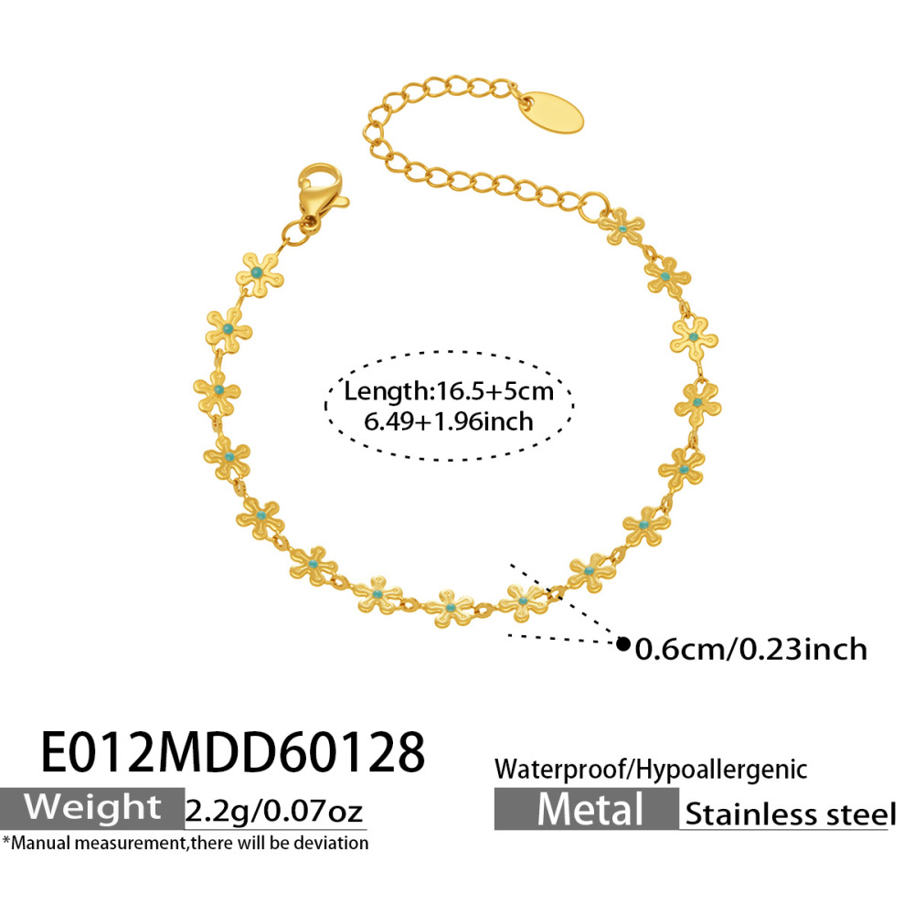 Bracelets À Breloques Pour Femmes En Acier Inoxydable, Étanches, Couleur Or, Avec Fleurs Naturelles
