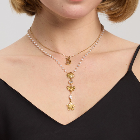 Colliers pendentifs pour femmes, luxueux et élégants, en acier inoxydable, couleur or, avec zircon et motif lune. 2