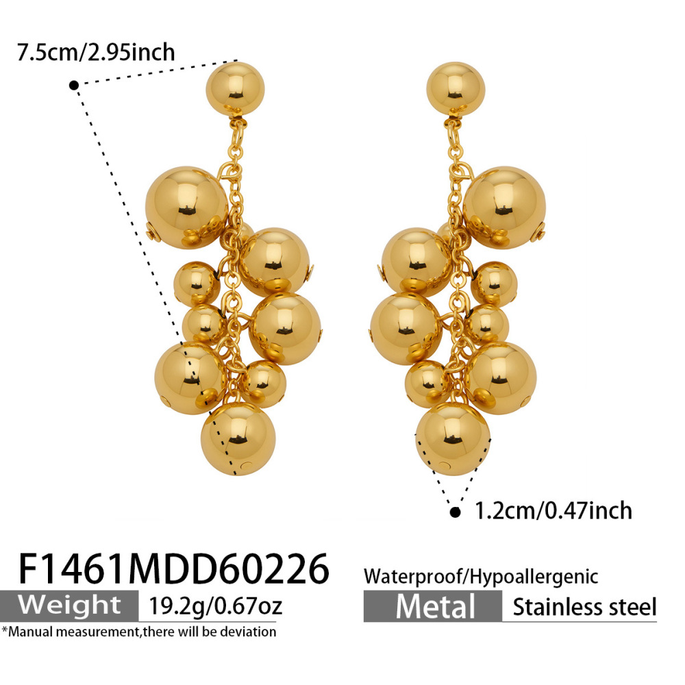Boucles D'Oreilles Pendantes Pour Femmes, En Acier Inoxydable Doré Et Perles Classiques 