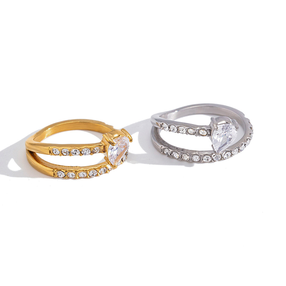 Bagues Pour Femmes En Acier Inoxydable, Étanches, Couleur Or, Ornées De Strass Et De Zircon. Image5