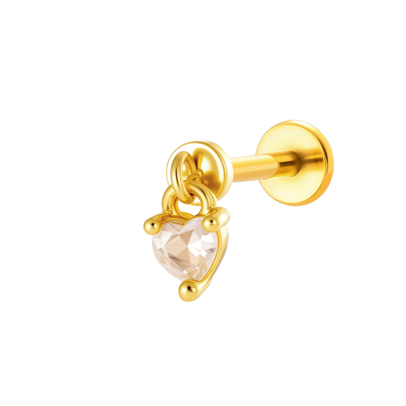 Boucles D'Oreilles Piercing Rectangulaires Pour Femmes, Couleur Cuivre Doré, Avec Zircon. 