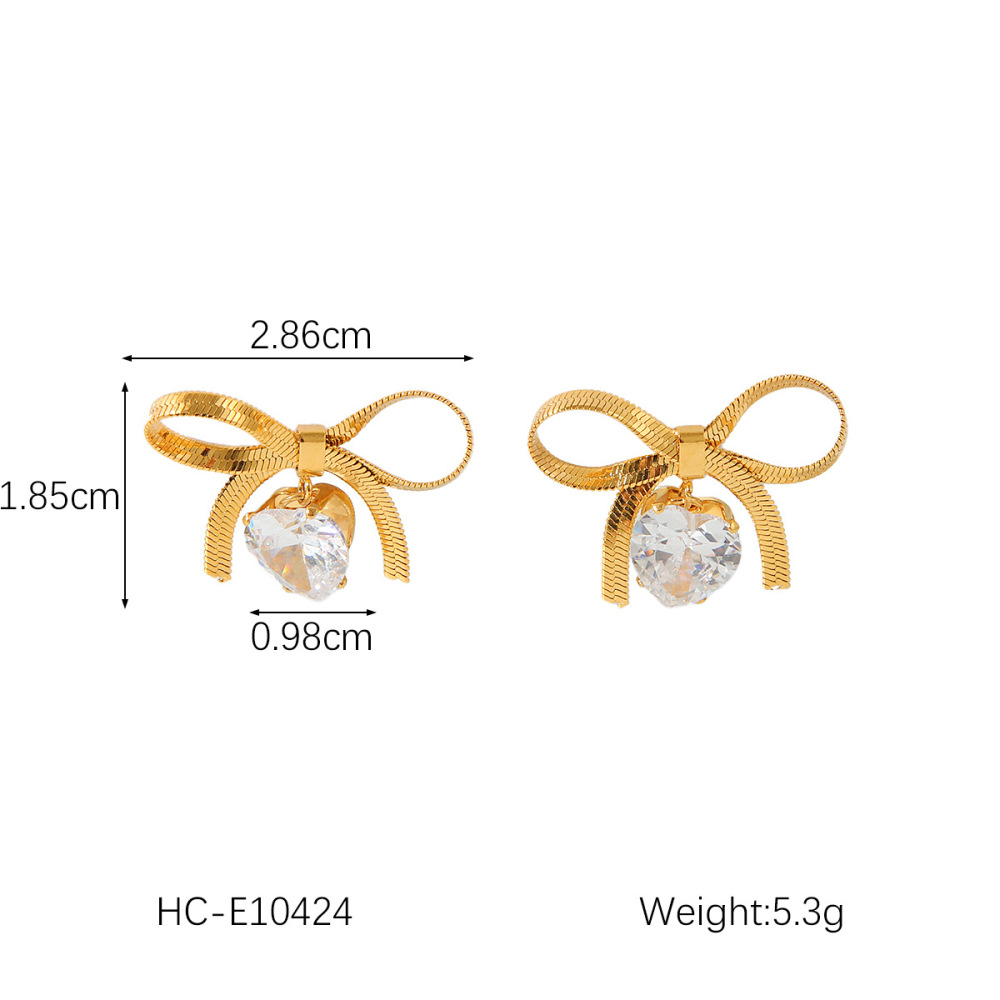 Boucles D'Oreilles Puces Pour Femmes, Simples, En Acier Inoxydable, Étanches, Couleur Or, Avec Zircon. Image2