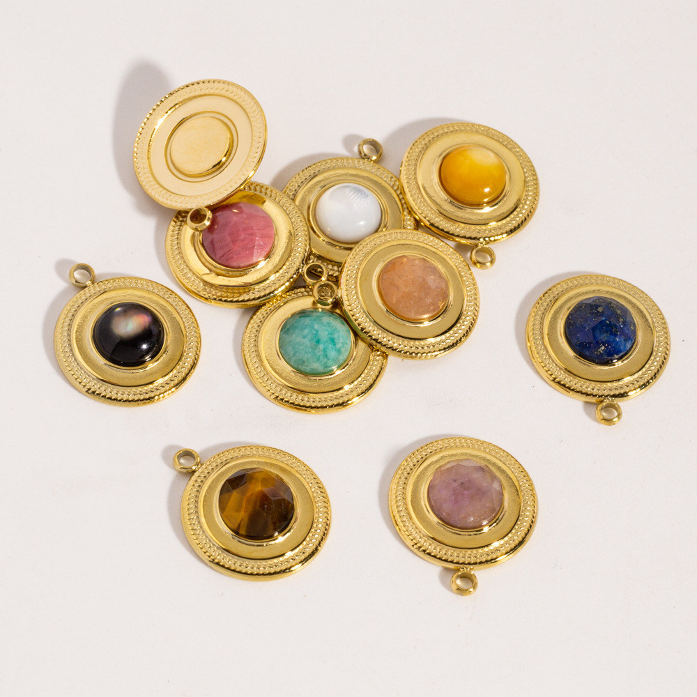 Pendentifs Ronds Simples En Pierres Naturelles Pour Femmes, À Faire Soi-Même h5Image3