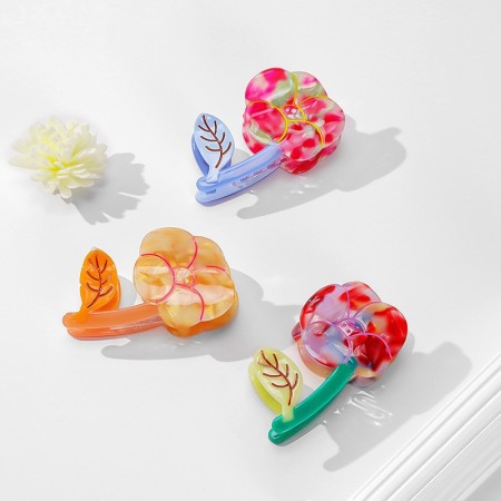 Pinces à cheveux pour femmes en acétate à motif floral romantique