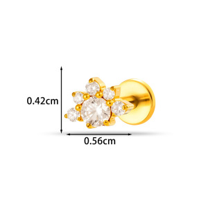 Boucles D'Oreilles Piercing Femme, Luxueuses, Simples Et Irrégulières, En Alliage De Titane Doré Avec Zircon. h5 Image2