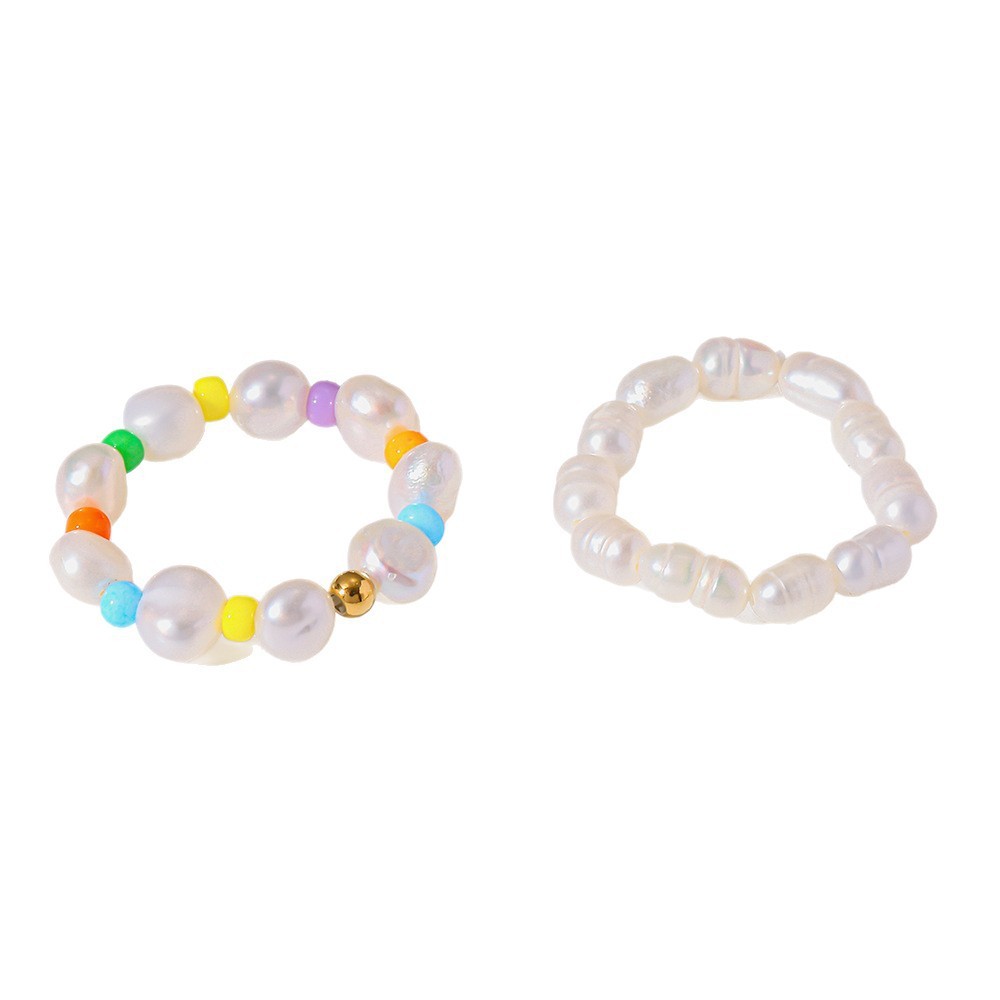 Bagues Perlées Couleur Or, Perles Artificielles, Collection Simple Series Daily Beads Image5