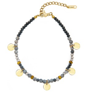 Bracelets Rétro En Perles, Acier Inoxydable, Étanches, Couleur Or, Avec Pierres Naturelles Pour Femmes h5