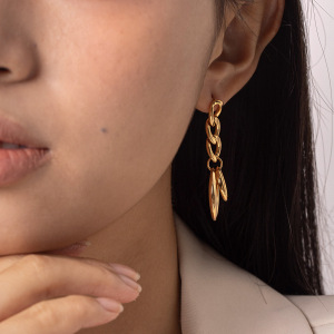 Boucles D'Oreilles Pendantes Pour Femmes Simple Series Daily Circle En Acier Inoxydable Étanche Couleur Or h5 Image4