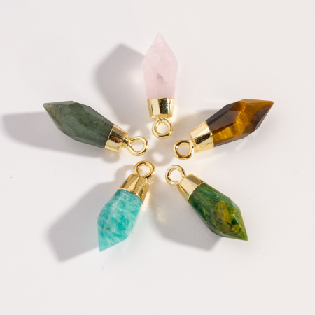 Pendentifs pour femmes en pierre naturelle couleur or, forme irrégulière rétro, dégradé de couleurs.