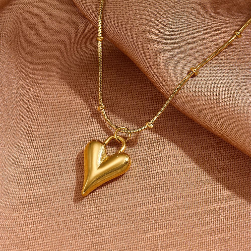 Ensembles De Bijoux Pour Femmes Simple Series Elegant Heart En Acier Inoxydable Étanche Couleur Or 