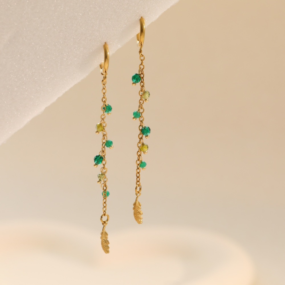 Boucles D'Oreilles Pendantes Simple Series Daily Tassel En Acier Inoxydable Étanche Couleur Or Image4