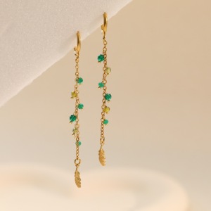 Boucles D'Oreilles Pendantes Simple Series Daily Tassel En Acier Inoxydable Étanche Couleur Or h5 Image4