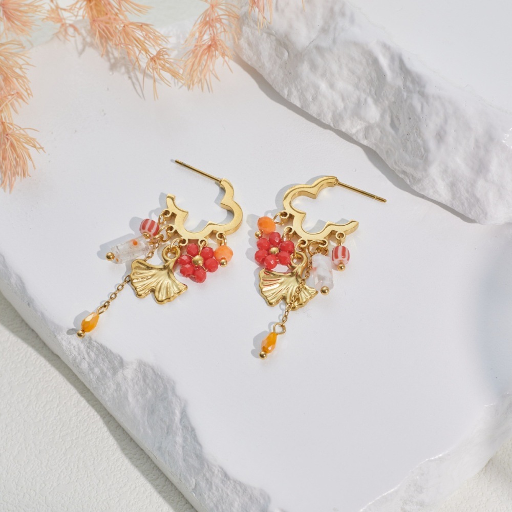 Ensembles De Bijoux Pour Femmes Simple Series Daily Flower En Acier Inoxydable Étanche Couleur Or h5Image4