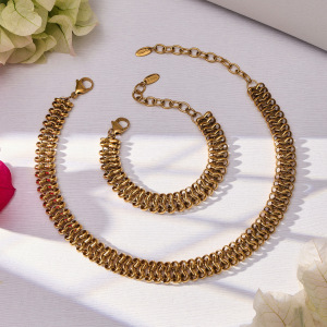 Colliers À Maillons Pour Femmes Daily Chain En Acier Inoxydable Étanche Couleur Or h5 Image2