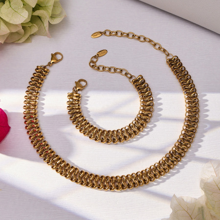 Colliers à maillons pour femmes Daily Chain en acier inoxydable étanche couleur or 2
