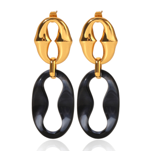 Boucles D'Oreilles Pendantes Rétro Rondes En Acier Inoxydable Étanche Couleur Or Pour Femmes h5 