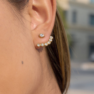 Boucles D'Oreilles Puces Pour Femmes, En Acier Inoxydable, Étanches, Couleur Or, Ornées De Strass Et De Fleurs Simples. h5 Image3