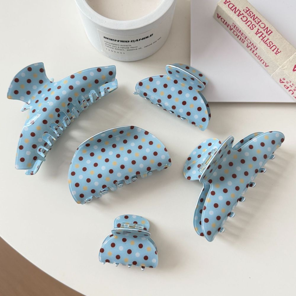Pinces À Cheveux Pour Femmes En Pvc À Pois Mignons, Collection Simple Series Image2