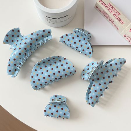 Pinces à cheveux pour femmes en PVC à pois mignons, collection Simple Series 2
