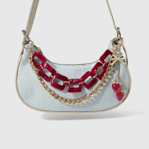 Breloques Pour Sac Femme En Alliage, Motif Nœud Papillon Simple, Couleur Unie, Couleur Fraise h5 Image4