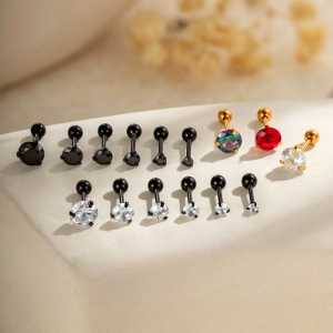 Boucles D'Oreilles Piercing Pour Femme, Luxueuses, Simples, Géométriques, En Acier Inoxydable, Étanches, Couleur Or, Avec Zircon. h5 Image5