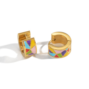 Boucles D'Oreilles Créoles Rétro Daily Circle Pour Femmes, En Acier Inoxydable Étanche, Couleur Or h5 Image5