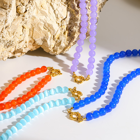 Colliers de perles pour femmes en acier inoxydable étanche de la collection Simple Series Daily Beads 2