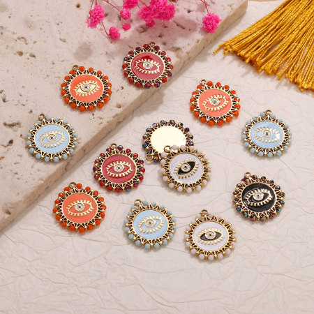 Pendentifs pour femmes, style œil de diable, en acier inoxydable, couleur or, à faire soi-même (série classique)