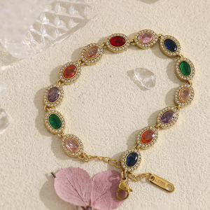 Bracelets De Perles Pour Femmes En Acier Inoxydable De Luxe, Étanches, Couleur Or Et Zircon. h5 Image4