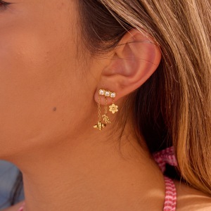 Boucles D'Oreilles Pendantes Pour Femmes Simple Series Daily Flower Wings En Acier Inoxydable Étanche Couleur Or h5 Image2