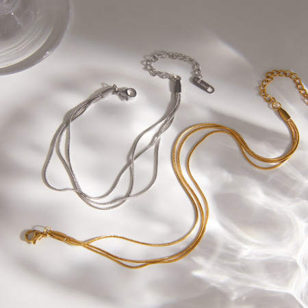 Bracelets à maillons pour femmes, en acier inoxydable doré et imperméable, style classique 2