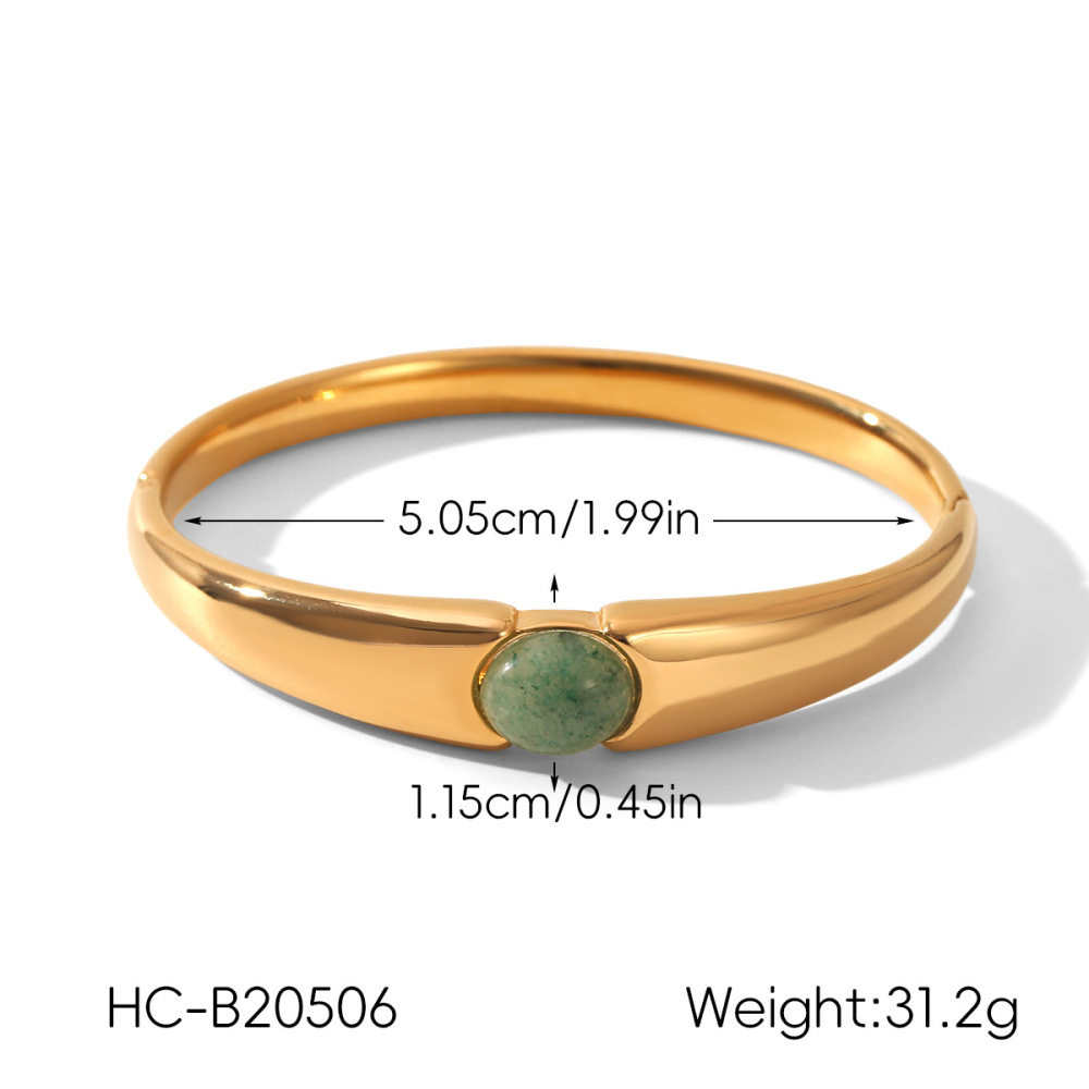 Bracelets Pour Femmes En Acier Inoxydable Étanche Couleur Or Et Pierre Naturelle Image2
