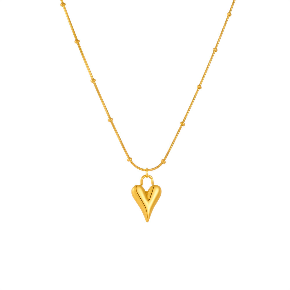 Ensembles De Bijoux Pour Femmes Simple Series Elegant Heart En Acier Inoxydable Étanche Couleur Or Image2