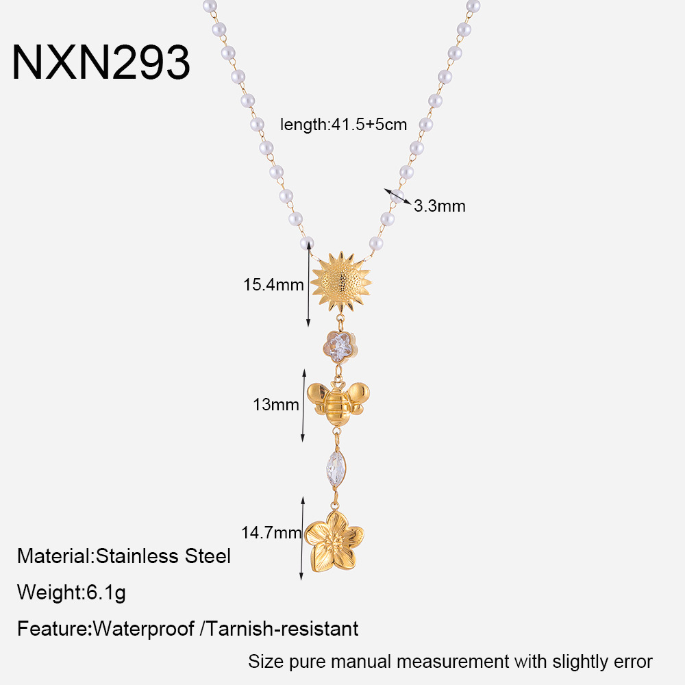 Colliers Pendentifs Romantiques Pour Femmes, En Acier Inoxydable, Étanches, Couleur Or, Avec Pompon Et Zircon. 