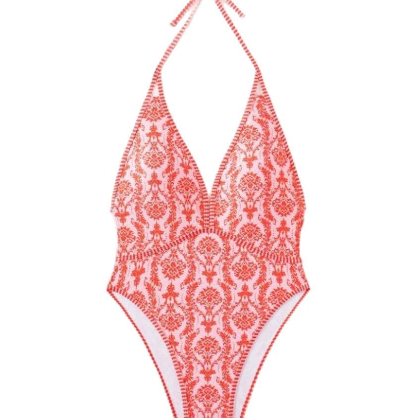 Maillot De Bain Une Pièce Romantique Et Doux Pour Femme, Orné De Motifs Végétaux Image2