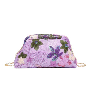 Pochettes Pour Femmes En Tissu À Sequins Brodés En Forme De Coussin, Ornées De Fleurs h5